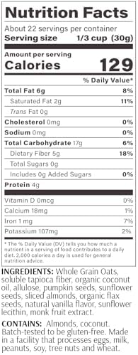 MyCerealMix Sugar Free Granola Vanilla Almond, Trial Size 10oz – Keto Friendly, Diabetic Approved, High Fiber Gluten Free Cereal, Monk Fruit Sweetened, Plant-Based Healthy Breakfast Snack
