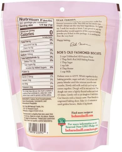 Bobs' Red Mill Baking Powder 14 oz w/Exit 28 Bargains Sticker - Resealable Bag Baking Powder Double Acting No Added Aluminum