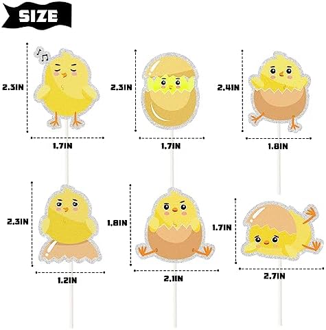 Chick Dessert Cupcake Topper,18pcs Farm Animal Baby Shower Decorations,Little Chick Sign Kids Easter Party Favors