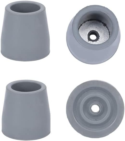 Rubber Walker Tips 1 1/8 inch Heavy Duty, Gray, Pack of 4, Replacement Tips for Walkers, Commodes, Shower Chairs, Walking Sticks, Canes Legs, Cane Tips