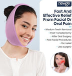 NEWGO Wisdom Teeth Ice Pack Head Wrap for Face Oral Surgery, Jaw Ice Pack for Face with 4 Hot Cold Gel Pack for TMJ, Tooth Extraction, Tonsillectomy Recovery - Purple