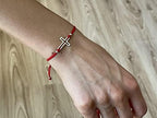Red String Cross Sterling Silver 925 Bracelet Thread Wristband Charm Unisex Jewelry