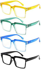CessBlu Ladies 4 Pack Oversize Square Reading Glasses for Women Fashion Readers