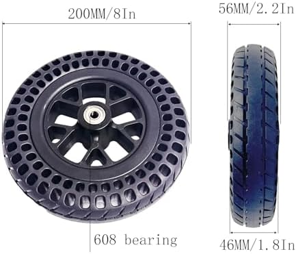 8-inch honeycomb wheels, 8"*1.8"Solid explosion-proof front wheel, Wheelchair Front Casters, for Electric and Manual Wheelchair and Transport Chairs, Replacement Parts, Black, 1Pr