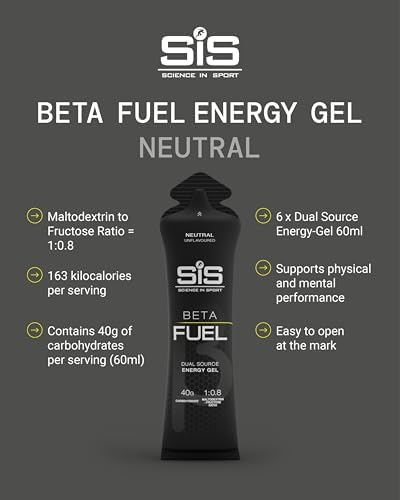 Science in Sport BETA Fuel Gel - Dual-Source Energy Gel - Isotonic Gel - Fast-Absorbing Carbohydrate Energy - Sports Nutrition - Easy on Stomach - Portable - Neutral Flavor - 6-Pack