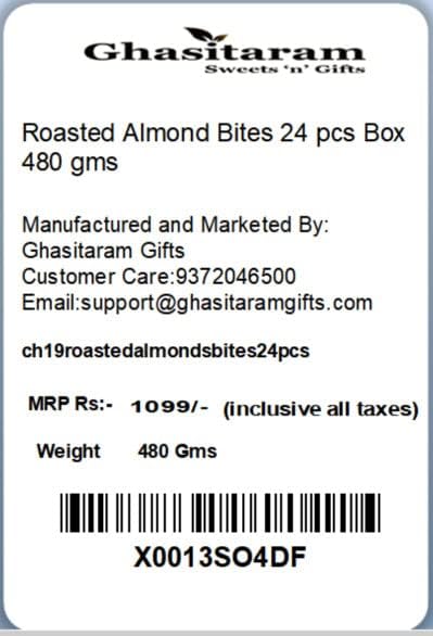 Ghasitaram Gifts Rakhi Gifts for Brothers Roasted Almond Bites 24 pcs Box with Pearl Rakhi