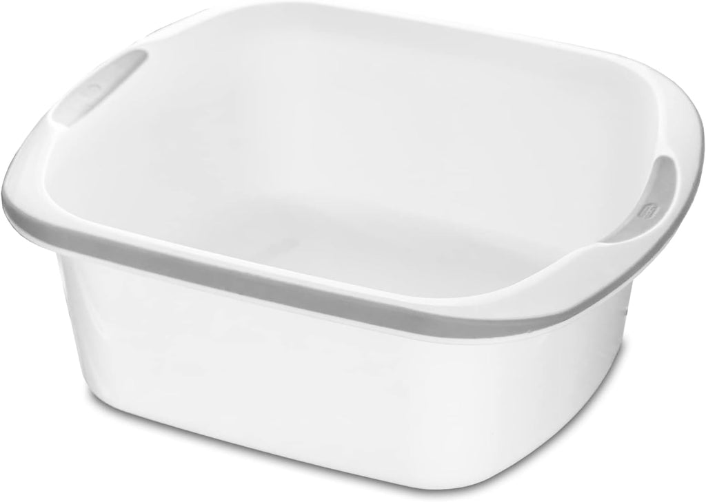 Addis Premium Soft Grip Large Rectangular Washing Up Bowl, 9.5 Litre, White and Grey