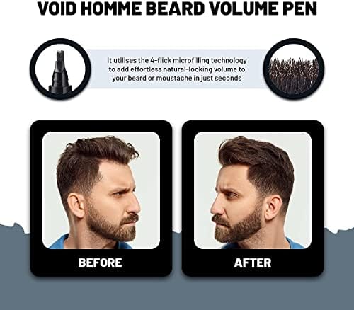 VOID Homme Beard Pen Filler for Men (Pack of 4) Instant Beard Pen & Filler Beard Pencil, Easy Beard Pen Liner, Beard Filler Pen for Beard Filling Pen Kit & Beard Marker, Waterproof Pen (Black)