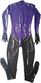 Transparent Black Women Latex Rubber Tight Catsuits With Gloves Socks Back Crotch Zip,Purple-black-male,XL