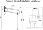MYOYAY 24In Toilet Safety Rails Wall Mount Floor Support Foldable Toilet Grab Bar Handicap Grab Bars Rails Non-Slip Stainless Steel Flip Up Grab Bar Fluorescent Handrails for Seniors Disabled Pregnant