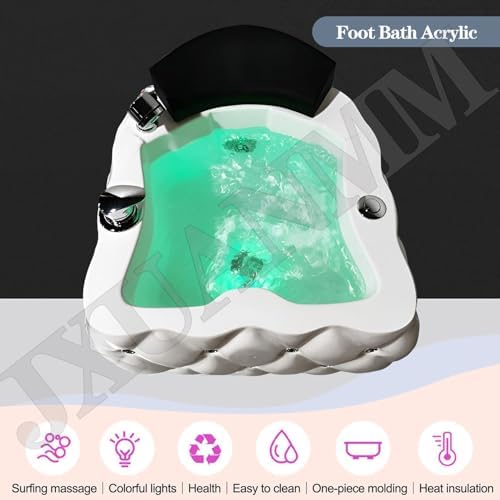 Pedicure Foot Spa, Foot Massager Acrylic Massage Footbath with Automatic Water Pump,Feet spa Tub Colorful Light Surfing Hot and Cold Adjustment,Portable Pedicure Bowl, With 60PCS foot bath bags K