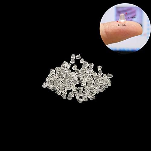 iBayam Silicone Earring Backs Earring Backings 1200 Pcs Soft Clear Ear Safety Back Pads Backstops Clutch Stopper Replacement for Fish Hook Earring Studs Hoops, Diameter 4mm