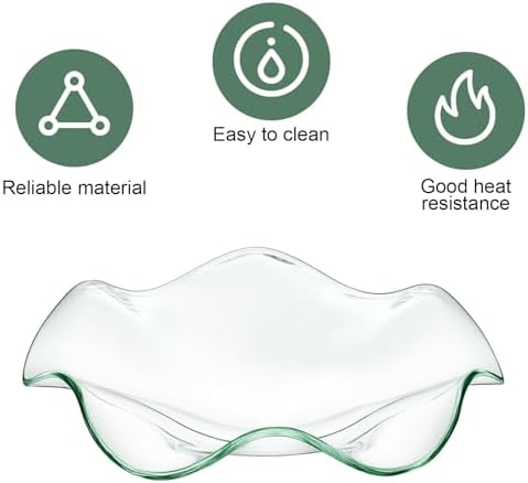 2Pcs Glass Wax Warmer Replacement Dishes, Candle Warmer Plate, 4.5" Ruffled Edge Transparent Bowls for Electric Oil & Wax Melt Lamps, Candle Heating Bowl for Aroma Therapy Lamp Electric Lamps Oil