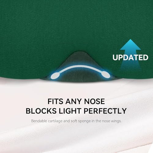 Mavogel Cotton Sleep Eye Mask - Breathable Light Blocking Sleep Mask, Soft Comfortable Night Eye Mask for Men Women, Eye Cover for Travel/Sleeping/Shift Work, Includes Travel Pouch (Green)