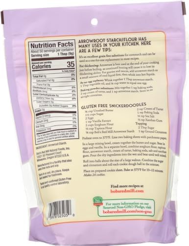 Bob's Red Mill Arrowroot Starch/Flour 2 Pack (16 oz each) - Gluten Free Cooking and Baking Thickener - 2 Pack Cornstarch Substitute (32 oz total)