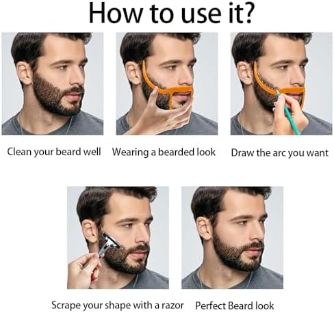 Beard Styling Template Goatee Mustache Grooming Guide Stencil Lineup Tool Shaving Template for Men Face Hair Styling Hairline Shaping Black
