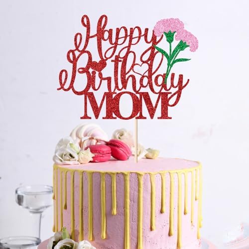 Happy Birthday MOM Cake Topper, Mother's Day Party Decorations,Mother's/Women's Birthday Party Decorations Supplies ((MOM-7)