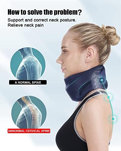 Neck Brace for Sleeping - Cervical Collar Relief Neck Pain and Neck Support Soft Foam Wraps Keep Vertebrae Stable for Relief of Cervical Spine Pressure for Women & Men Prussian Blue Medium Size