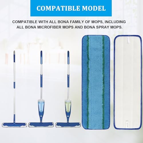 6 Pack Deep Clean Pads Replacement for Bona Family of Mops, Washable & Reusable Microfiber Cleaning Pad for Hardwood and Multi-Surface Floors Cleaning Head, Wet/Dry Mop