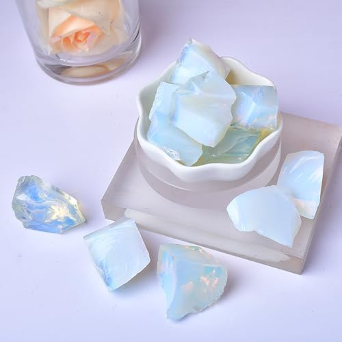 Erliway 1.25-2" Natural Opal Raw Stone and Healing Crystals, Rough Opal Crystal for Tumbling, Cabbing, Fountain Rocks, Decoration, Raw Crystal and Healing Stones for Polishing, Wicca & Reiki