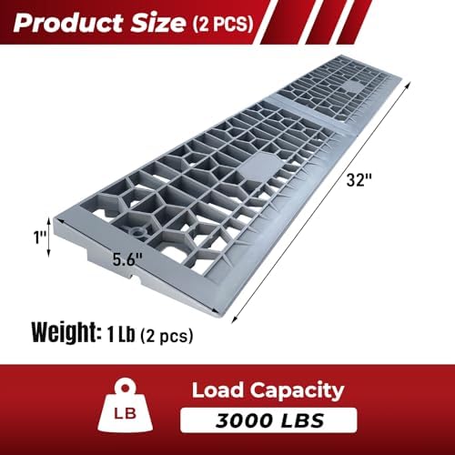 ROBLOCK 1 Inch Rise Detachable Threshold Wheelchairs Ramps for Home Steps Entry, Portable Modular Door Ramps for Doorways and Cars, Load Capacity 3000 LBS, 2 PCS