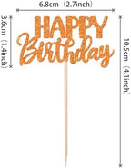 30 PCS Happy Birthday Cupcake Toppers Glitter Happy Birthday Cupcake Picks for Celebrating Birthday Anniversary Theme Party Cake Decorations Supplies Orange