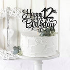 Rsstarxi 1 Pack Black Happy 12th Birthday Cake Topper Cheers to 12 Years Old Birthday Cake Pick Decorations for Celebrating Boys Girls 12th Birthday Anniversary Party Decorations Supplies