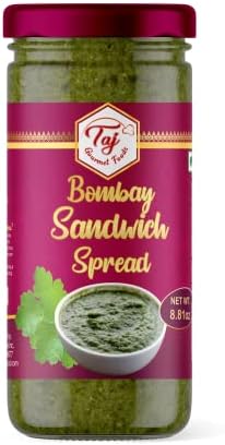 TAJ Bombay Sandwich Spread, Fresh Green Chutney with Mint & Coriander Mix for Dip, Cooking Sauce, Marinade, 8.8oz (250g)
