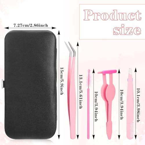 Eyelash Applicator Tool, 4Pcs Stainless Steel Eyebrow Tweezers with Silicone Tips, DIY Lash Extension Tools with Brush, Lash Applicator Tool Kit for Cluster and Individual Lashes