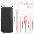 Eyelash Applicator Tool, 4Pcs Stainless Steel Eyebrow Tweezers with Silicone Tips, DIY Lash Extension Tools with Brush, Lash Applicator Tool Kit for Cluster and Individual Lashes