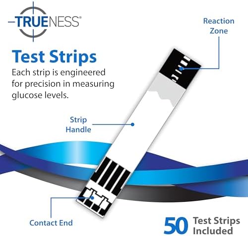 TRUENESS Blood Glucose Test Strips, TRUENESS Family of Self Monitoring Blood Glucose Meters, 50 Count