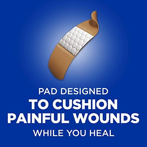 Band-Aid Brand Flexible Fabric Sterile Adhesive Bandages, Comfortable Cushioned Wound Care & Protection for Minor Cuts, Scrapes & Burns, First Aid, Hurt-Free Comfort Pad, One Size 1x3 In, 100 Count