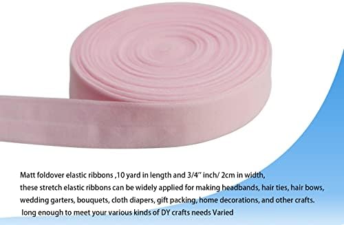 Pink 3/4 Inch (20mm) Wide Fold Over Elastic (FOE) - 10 Yard Roll | Sewing Elastic for Lingerie, Headbands & Baby Hair Bows