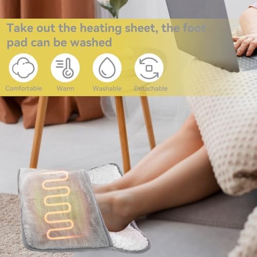 Foot Warmer Pad, Soft USB Electric Feet Heating Pad Hot Feet Warmers with Auto Shut-Off for Women and Men, Birthday Christmas, Home and Office Use