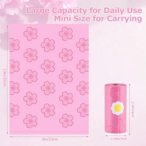 180 PCS Sanitary Napkin Disposal Bags Cherry Blossom Scented, Pink Disposable Sanitary Bag Personal Care Disposal for Tampons Trash Bag, Disposable Mini Bags for Women Privacy Handling Bag Diaper Sack