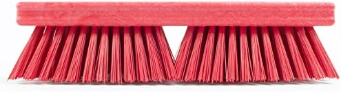 SPARTA Plastic Floor Scrub Brush, Brush Head Only, Deck Brush with ACME Standard Thread Fitting for Deck, Industrial Kitchens, and Hospitals, 10 Inches, Red