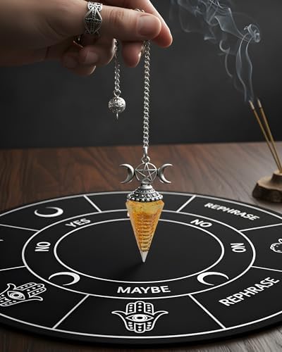 Citrine Pendulum Crystal for Divination - Witchcraft Supplies for Dowsing, Pendulos De Energia, Wiccan Supplies and Tools, Crystal Pendulum for Chakra Meditation Energy Balancing Gift