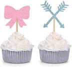 Bow or Arrow Cupcake Toppers Gender Reveal Party Cupcake Toppers Dessert Decorations (Set of 24)