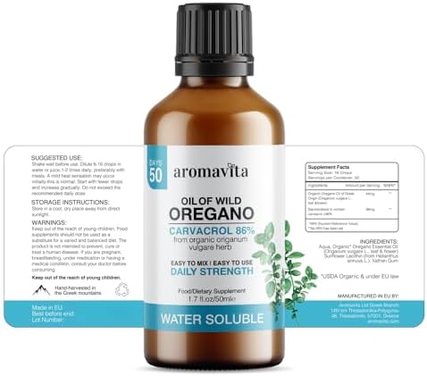 Water Soluble Wild Oregano Oil Organic Liquid Drops - Oregano Oil for Healthy Gums and Sore Throats, Digestive and Immune Support, Respiratory Health
