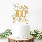 Happy 100th Birthday Cake Topper, 100th Birthday Decorations for Men/Women, Cheers to 100 Years, 100 Fabulous, 100th Birthday Party Supplies Gold Glitter