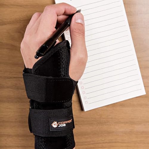 Copper Joe Orthopedic Copper Infused Wrist Brace & Splint – Adjustable Compression Wrist Support for Arthritis, Carpal Tunnel, Tendinitis, Tennis Elbow, RSI & Ganglion Cyst Pain Relief for Men & Women (Black, S/M, Right Hand)