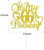 It's My 66th Birthday Cake Topper - Gold Glitter Happy 66th Birthday Cake Decor - 66 and Fabulous,Cheers to 66 Years Old Birthday Party Supplies