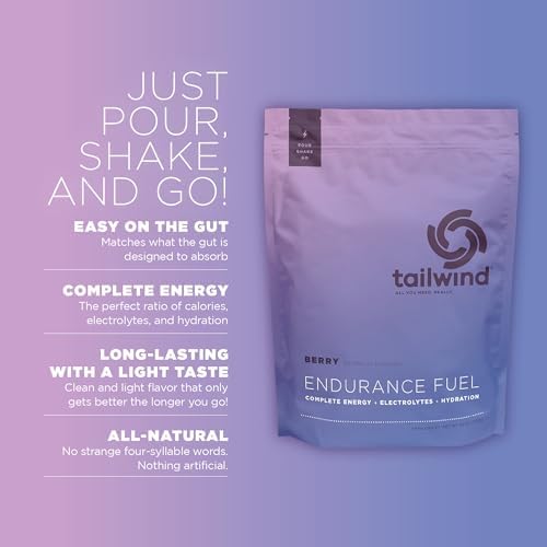 Tailwind Nutrition Endurance Fuel, Carbohydrate & Electrolyte Sports Drink Mix Powder, Gluten-Free, Vegan, Berry, 50 Servings