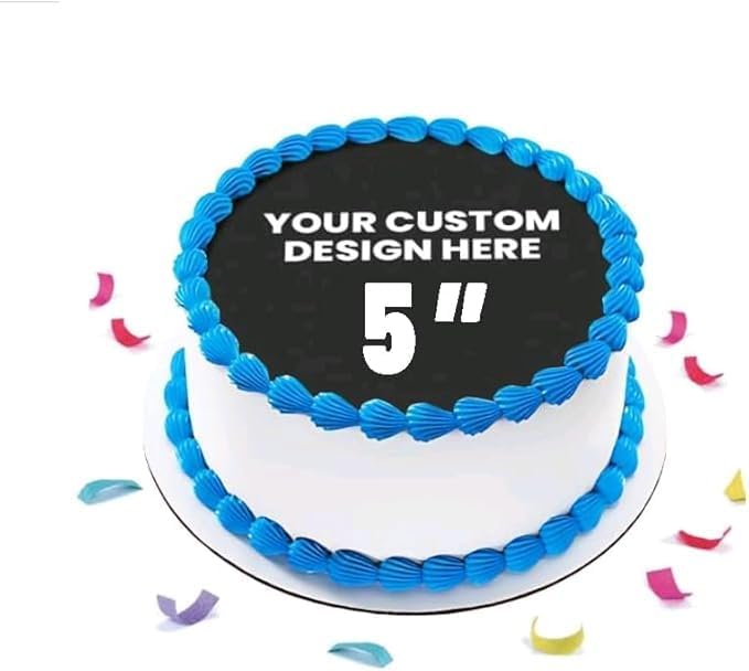 Your own picture - Create Your Special Event with Custom Edible Image Toppers - Upload Photos for Unique, Stylish Designs on Rectangular - 5" round