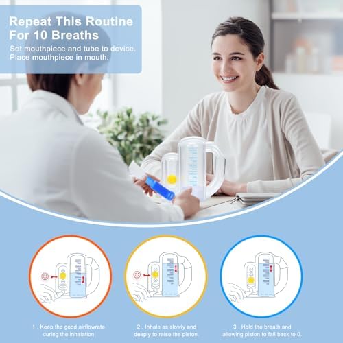 Breathing Exercise，Deep Breathing Device for Adult Lung Trainer Breathing Exerciser Lung Respiratory Device 5000ml Volume, Incentive Spirometer for Adult
