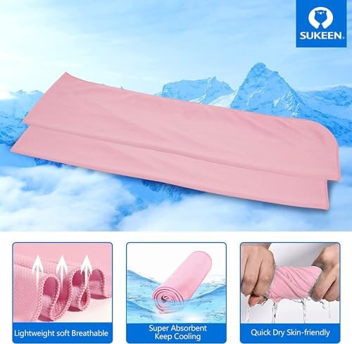 Sukeen 4 Pack Cooling Towel (40"x12") for Sweat, Quick-Drying Cooling Neck Wraps, Soft Breathable Cooling Towels for Neck and Face, Chilly Gym Towels for Sport, Camping, Hiking