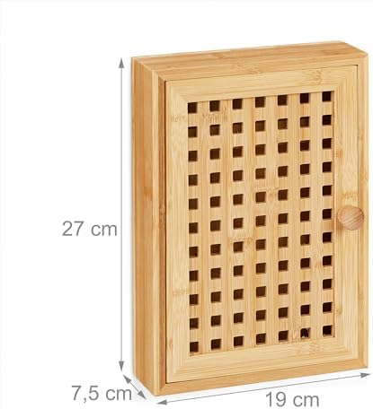Relaxdays Bamboo Key Cabinet - Natural, 27x19x7.5cm