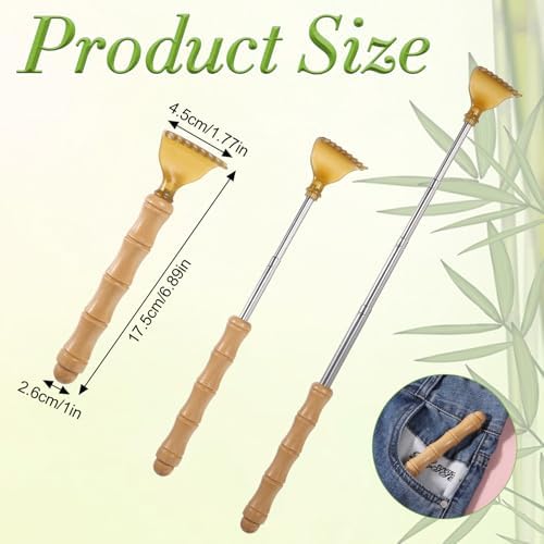 Extendable Bamboo Backscratcher, Portable Back Scratcher Telescoping Body Scratcher for Men Women