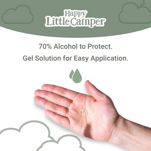 Happy Little Camper Hand Sanitizer with Lemon Zest Scent - Moisturizing Gel with Vitamin E & Antimicrobial Formula- Contains 70% Ethyl Alcohol - Travel Size, Made in USA - 3x 8oz bottles