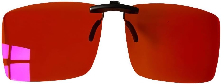Vyzia Clip-On Blue Light Blocking Glasses For Sleep – Red Lenses Block Blue & Green Light – Melatonin Friendly Night Red Light Glasses - Reduce Computer Eyestrain – Fits Over Prescription Eyeglasses